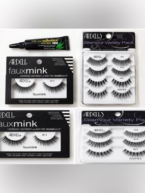 Ardell Faux Mink Lashes 811 + Glam Variety Pack + Lash Glue Bundle New